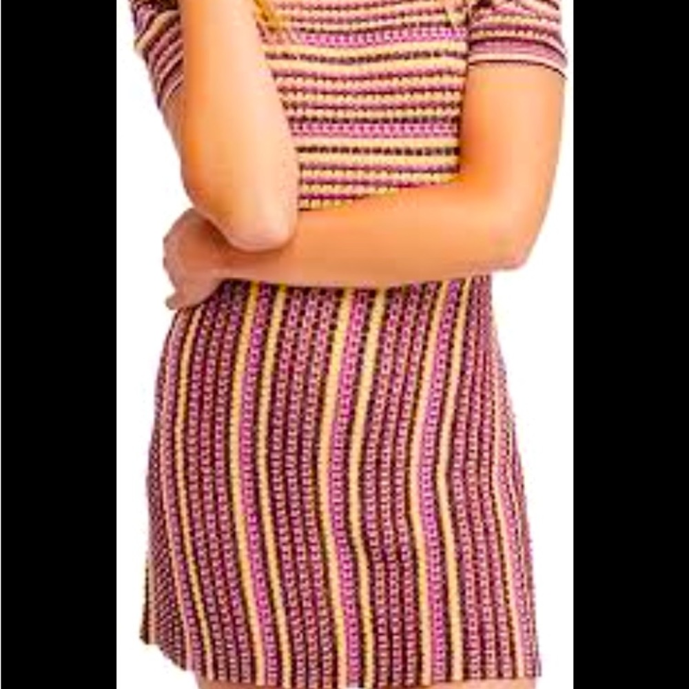 Free People Striped Knit Dress - Pink, Yellow, Black